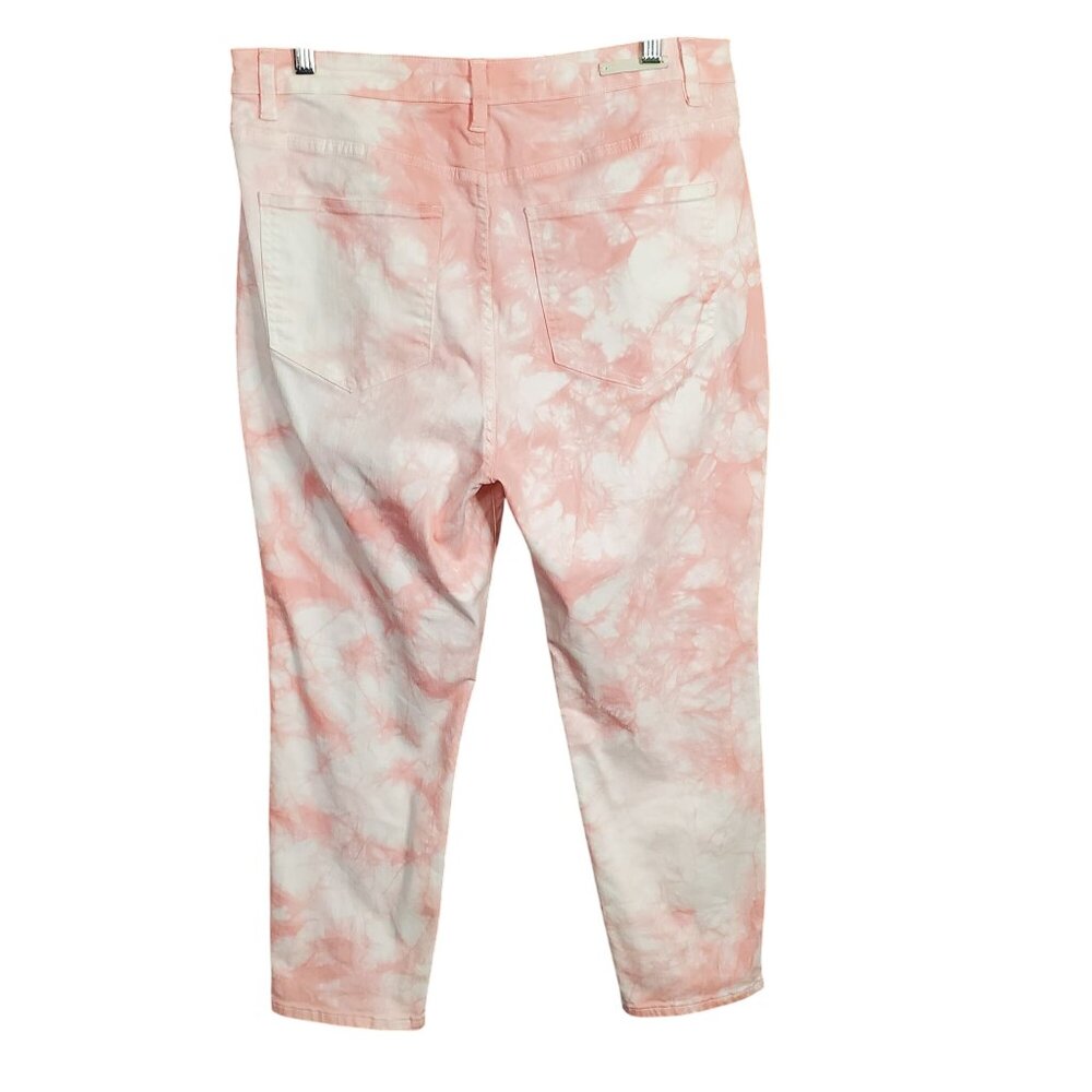 Soft Surroundings Size 14 Jeans Tie Dye Pants Boho Skinny Pink White - Picture 2 of 11